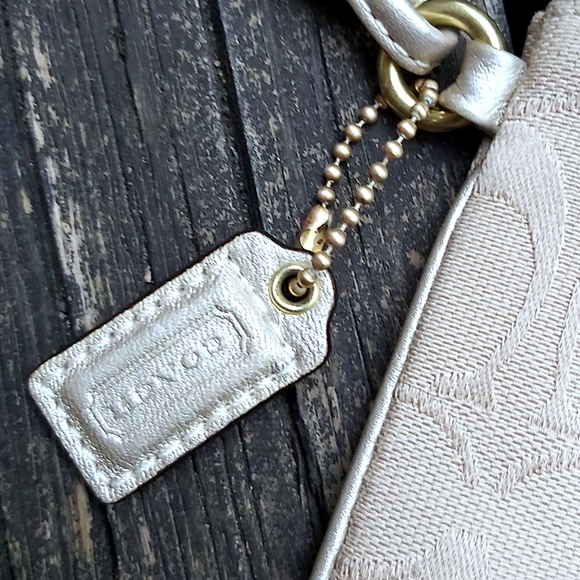 Coach Beige Signature With Gold Accent Wristlet - Picture 4 of 7